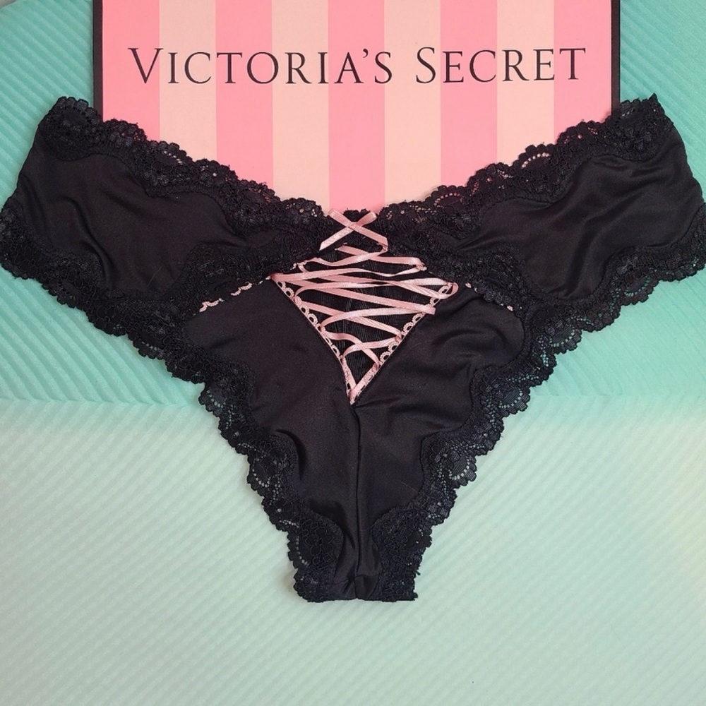 Y2K Victoria's Secret Silky Satin Lace-up Cheeky Panty Size Lg NWT! - Picture 6 of 6